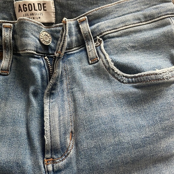 Agolde Sophie high rise skinny jeans medium light wash slight distressing - Picture 6 of 10